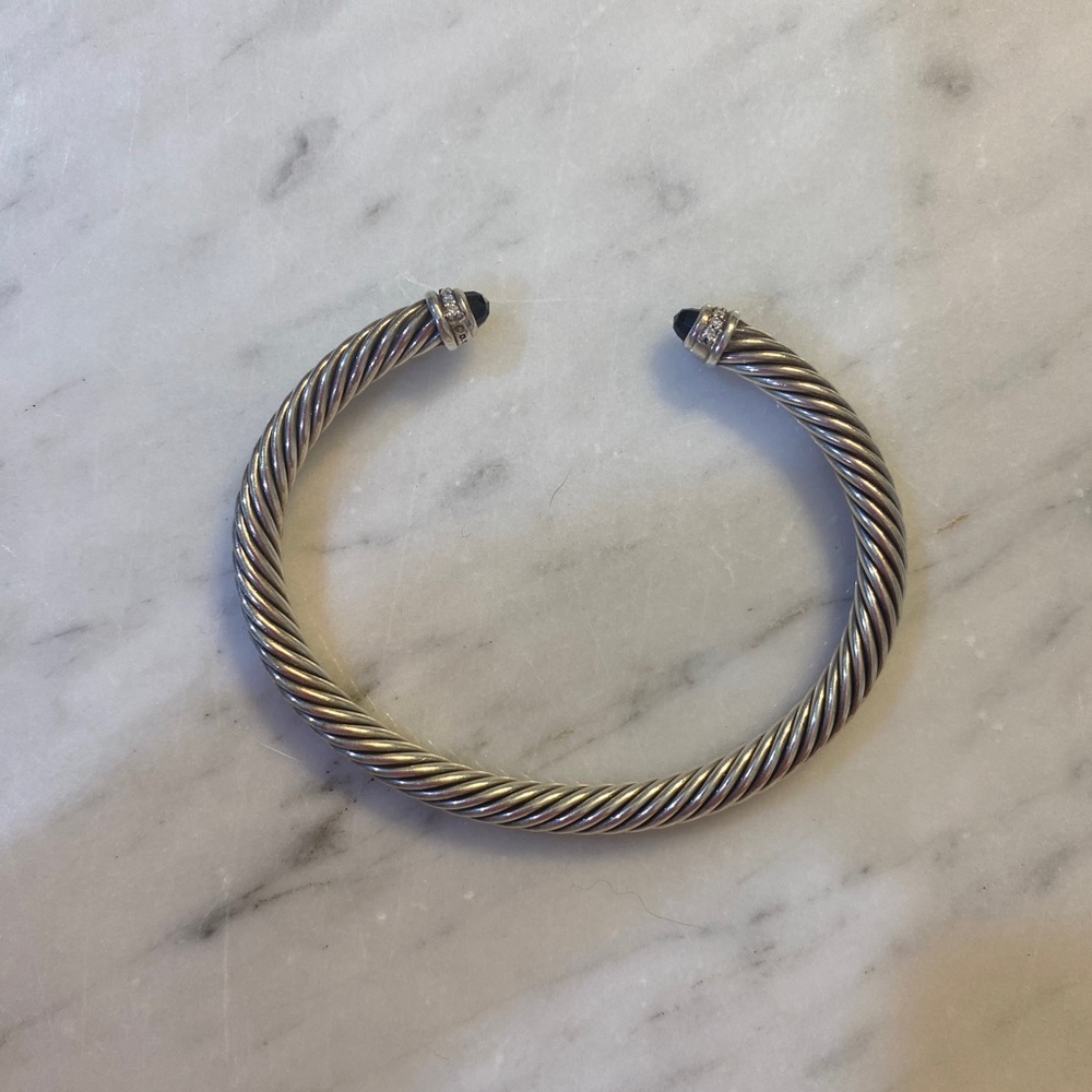 David Yurman Onyx and Diamond Cable Bracelet